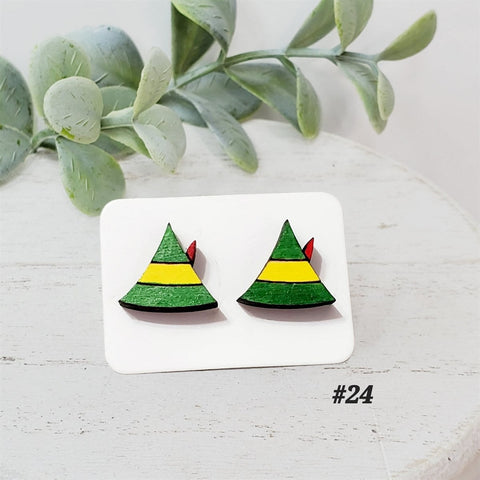 Christmas Wood Studs | Style 24-Sunshine and Wine Boutique