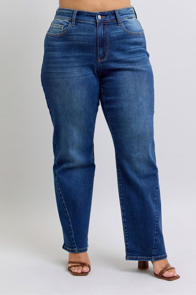 Judy Blue Mid Rise Side Seam Detail Straight Denim Jeans 82629-Jeans-Sunshine and Wine Boutique