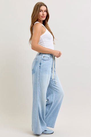 Judy Blue High Waist Featherweight Drawstring Palazzo Denim Jeans 881091