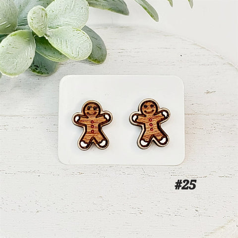 Christmas Wood Studs | Style 25-Sunshine and Wine Boutique