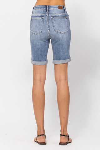 Judy Blue High Waist Bermuda Cuffed Denim Short 15226