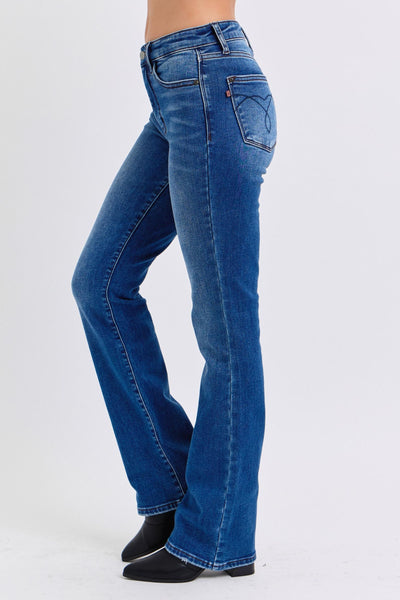 Judy Blue Mid Rise Thermal Bootcut Denim Jeans 82621-Jeans-Sunshine and Wine Boutique