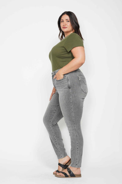 Judy Blue Mid Rise Tummy Control Shield Pockets Skinny Denim Jeans 88862-Jeans-Sunshine and Wine Boutique