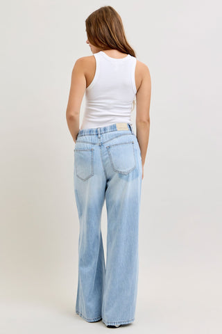 Judy Blue High Waist Featherweight Drawstring Palazzo Denim Jeans 881091