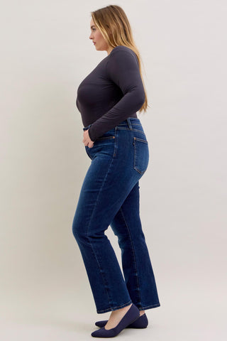 Judy Blue Mid Rise Dark Straight Denim Jeans 82679 - Inseam Options