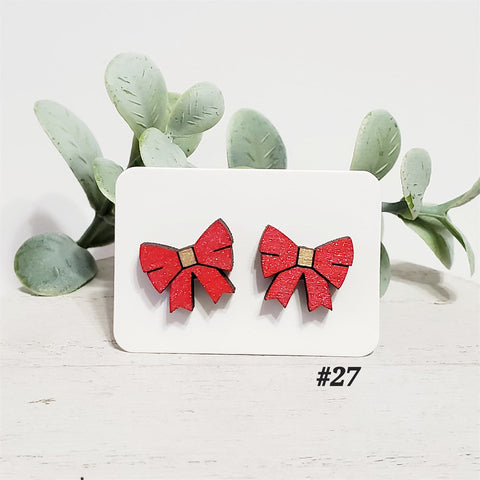 Christmas Wood Studs | Style 27-Sunshine and Wine Boutique