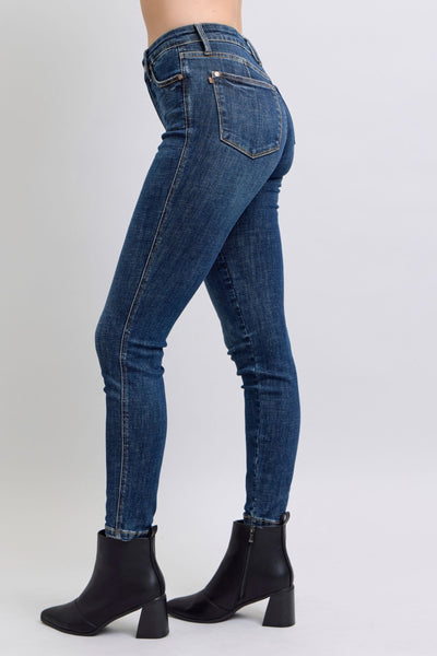 Judy Blue Mid Rise Tummy Control Classic Vintage Skinny Denim Jeans 88881-Jeans-Sunshine and Wine Boutique