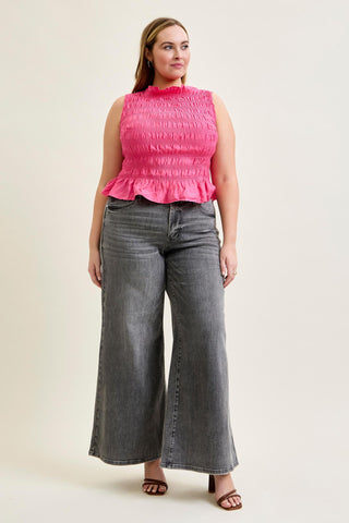 Judy Blue Mid Rise Gray Split Back Yoke Palazzo Denim Jeans 881134