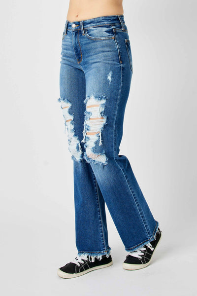 Judy Blue Mid Rise Dad Denim 82605-Jeans-Sunshine and Wine Boutique