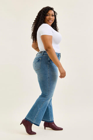 Judy Blue Mid Rise Tummy Control Release Hem Slim Bootcut Denim Jeans 881056