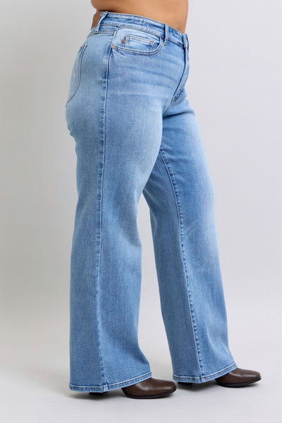 Judy Blue High Waist Vintage Wash Retro Wide Leg Denim Jeans 82625-Jeans-Sunshine and Wine Boutique