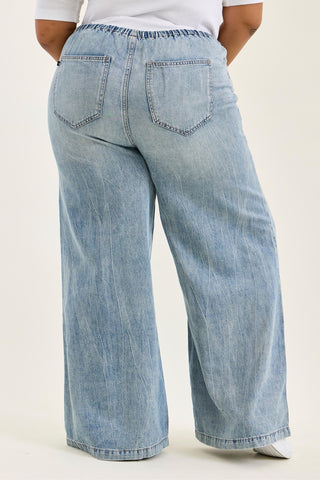 Judy Blue High Waist Featherweight Drawstring Palazzo Denim Jeans 881073