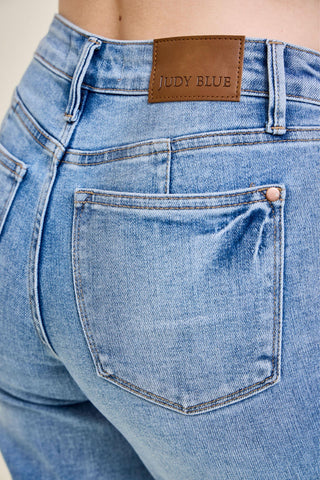 Judy Blue Mid Rise Tummy Control Vintage Wash Straight Denim Jeans 88943