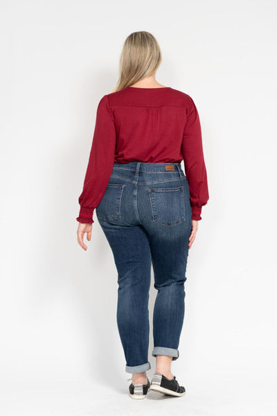 Judy Blue Basic Mid-Rise Cuffed Slim Denim 82428-Jeans-Sunshine and Wine Boutique