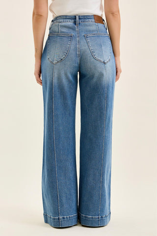 Judy Blue High Waist Liza Palazzo Shield Pocket Denim Jeans 881160 - 3 Inseam Options