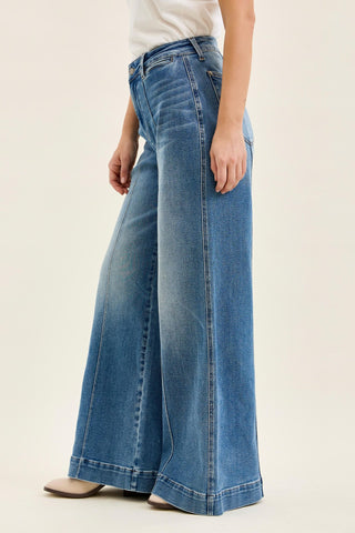Judy Blue High Waist Liza Palazzo Shield Pocket Denim Jeans 881160 - 3 Inseam Options