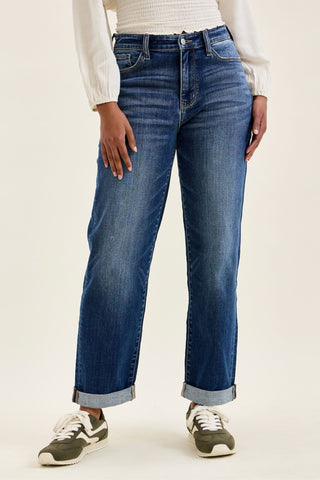 Judy Blue Mid Rise Billie Indigo Boyfriend Denim Jeans 82744