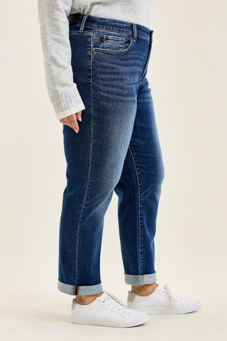 Judy Blue Mid Rise Billie Indigo Boyfriend Denim Jeans 82744
