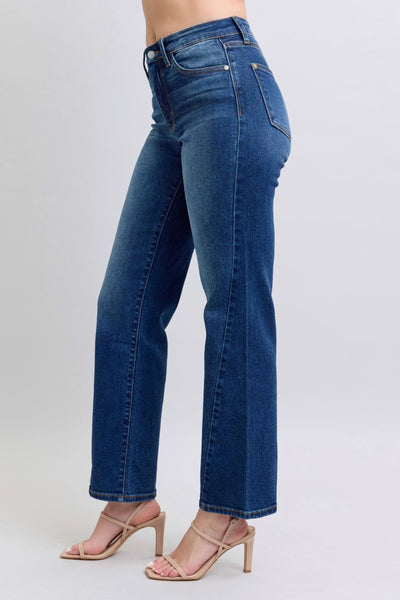 Judy Blue Mid Rise Side Seam Detail Straight Denim Jeans 82629-Jeans-Sunshine and Wine Boutique