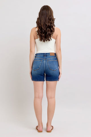 Judy Blue High Waist Double Button Mid Denim Short 15298