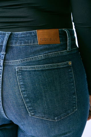 Judy Blue Mid Rise Tummy Control Classic Straight Denim Jeans 88861 - Petite