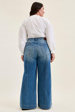 Judy Blue High Waist Liza Palazzo Shield Pocket Denim Jeans 881160 - 3 Inseam Options