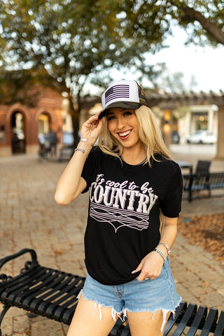 Texas True Threads It's Cool to be Country in White Ink-Tees-Sunshine and Wine Boutique