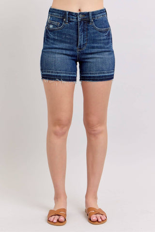 Judy Blue High Waist Tummy Control Destroy Release Hem Denim Short 150329-Shorts-Sunshine and Wine Boutique