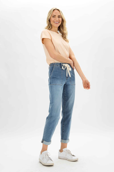 Judy Blue High Waist Pull On Jogger Denim 88496-Jeans-Sunshine and Wine Boutique