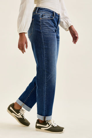 Judy Blue Mid Rise Billie Indigo Boyfriend Denim Jeans 82744
