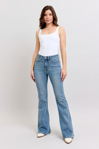 Judy Blue High Waist Western Embroidery Detail Flare Denim Jeans 88606