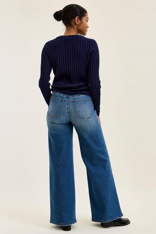 Judy Blue High Waist Tummy Control Leopard Waistband Lux Retro Wide Leg Denim Jeans 881192