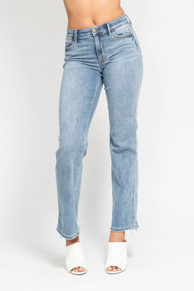 Judy Blue Mid Rise Yoke Cell Phone Pocket “Dad” Denim 82540-Jeans-Sunshine and Wine Boutique