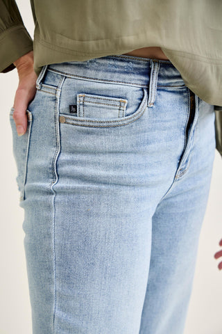 Judy Blue High Waist Light Wash Straight Denim Jeans 82501