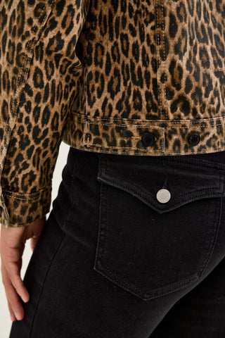 Judy Blue Rigid Magic Cicly Leopard Print Denim Jacket 7891