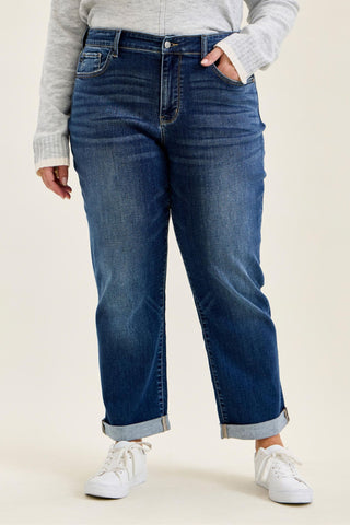 Judy Blue Mid Rise Billie Indigo Boyfriend Denim Jeans 82744