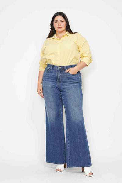 Judy Blue High Waist Tummy Control Retro Wide Leg Denim 88847-Jeans-Sunshine and Wine Boutique