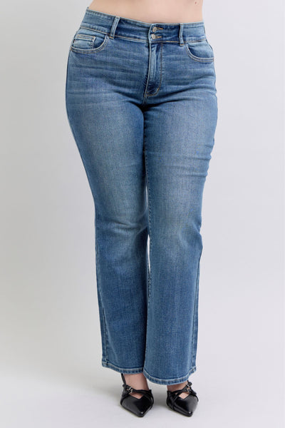 Judy Blue High Waist Double Button Tinted Flare Denim Jeans 82630-Jeans-Sunshine and Wine Boutique