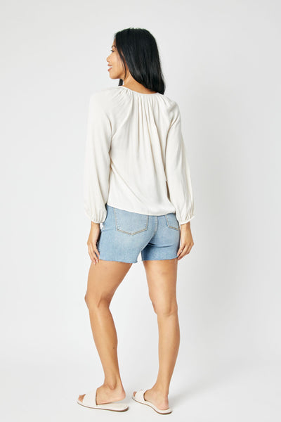 Judy Blue Mid Rise Cutt Off Denim Short 15251-Shorts-Sunshine and Wine Boutique