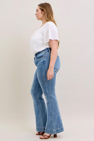 Judy Blue Mid Rise Flare Denim Jeans 82676