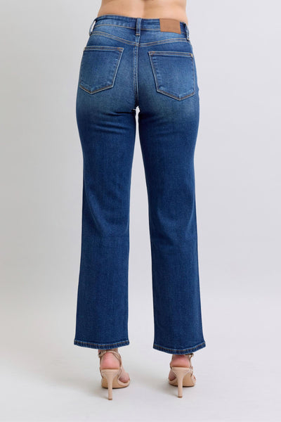 Judy Blue Mid Rise Side Seam Detail Straight Denim Jeans 82629-Jeans-Sunshine and Wine Boutique