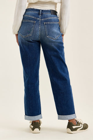 Judy Blue Mid Rise Billie Indigo Boyfriend Denim Jeans 82744