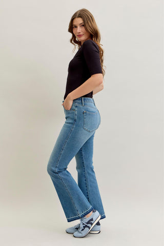 Judy Blue Mid Rise Tummy Control Release Hem Slim Bootcut Denim Jeans 881056