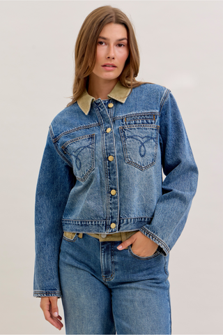Judy Blue Rigid Barn Corduroy Denim Jacket 7886