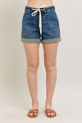 Judy Blue High Waist Jogger Denim Short 150343-Shorts-Sunshine and Wine Boutique
