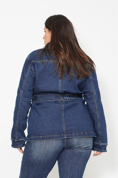 Judy Blue Mid Length Denim Utility Side Slit Jacket 7876-Jeans-Sunshine and Wine Boutique