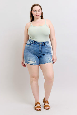 Judy Blue High Waist Stitch Over Destroy Denim Short 15294