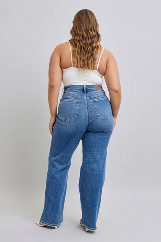 Judy Blue High Waist V-Front Vintage Wash Straight Denim Jeans 82623