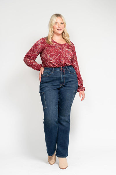 Judy Blue High Waist Cargo Bootcut Denim 88872-Jeans-Sunshine and Wine Boutique