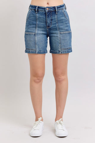 Judy Blue High Waist Utility Mid Denim Short 150316